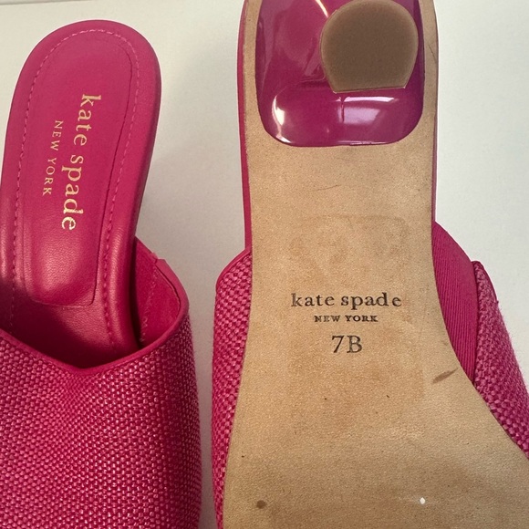 Kate Spade Malibu Raffia Pink Leather Slide Kitten Heels - Picture 7 of 7